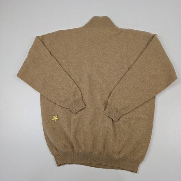Gentry‎ Portofino Sweater Womens Large Tan 100% Cashmere Embroidered Stars Italy - Picture 10 of 13